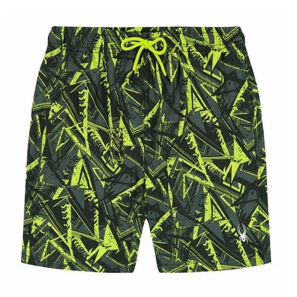 Boys Swim Trunks XL L Green Gray Spyder Youth 2-piece Swim 2 Set UPF 30 Swim - Picture 5 of 13